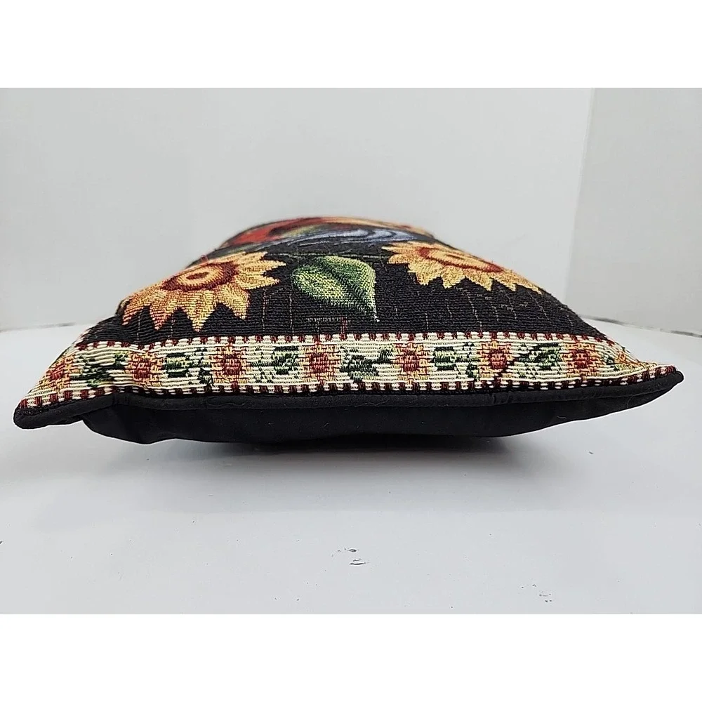 Vintage Tapestry Pillow Rooster Chicken 18x11